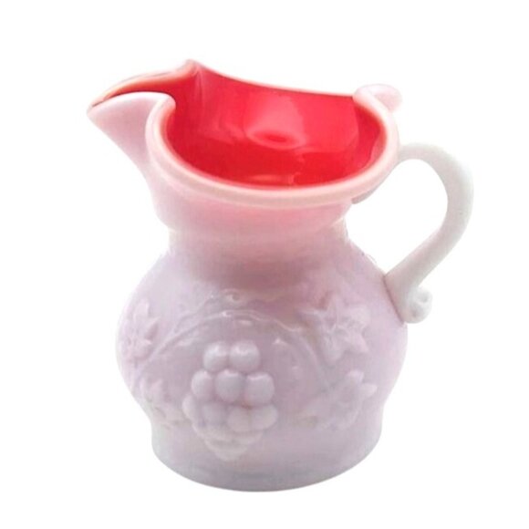 Vintage Kanawha White Milk Glass Red Cased Embossed Grapevine Creamer MCM - Picture 1 of 6